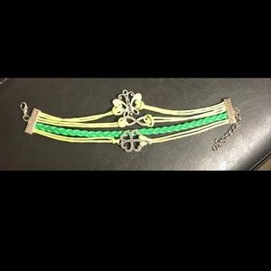 Leather Adjustable Bracelet Butterfly Infinity Shamrock Fashion Jewelry